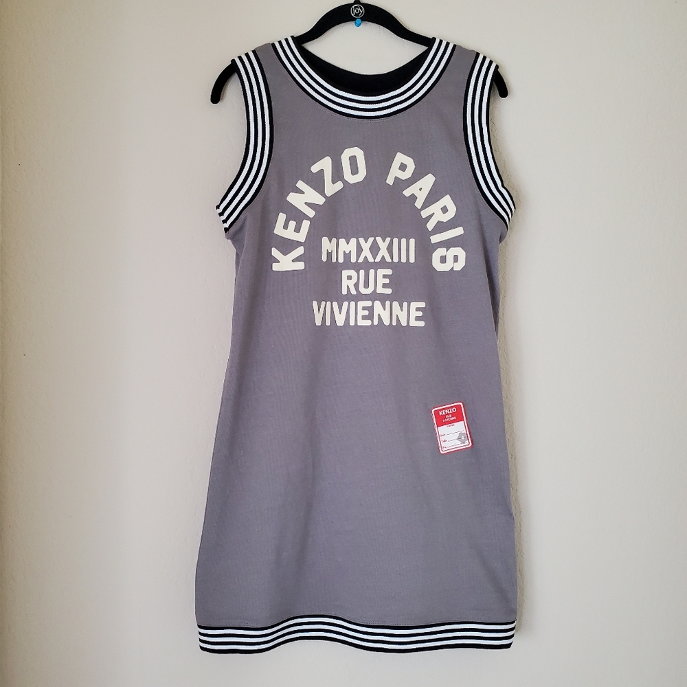 Kenzo Paris Women's Jersey Tank dress Sleeveless Cotton Gray Sz XS Rue Vivienne
